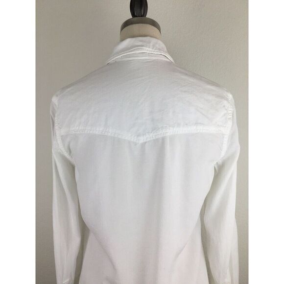 Cloth & Stone White Shirt Button Down Top XS Front Pockets Minimalist Closet - Picture 6 of 11